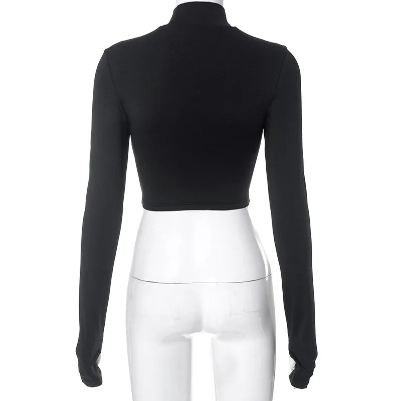 Hollow Out Long Sleeve Crop Top