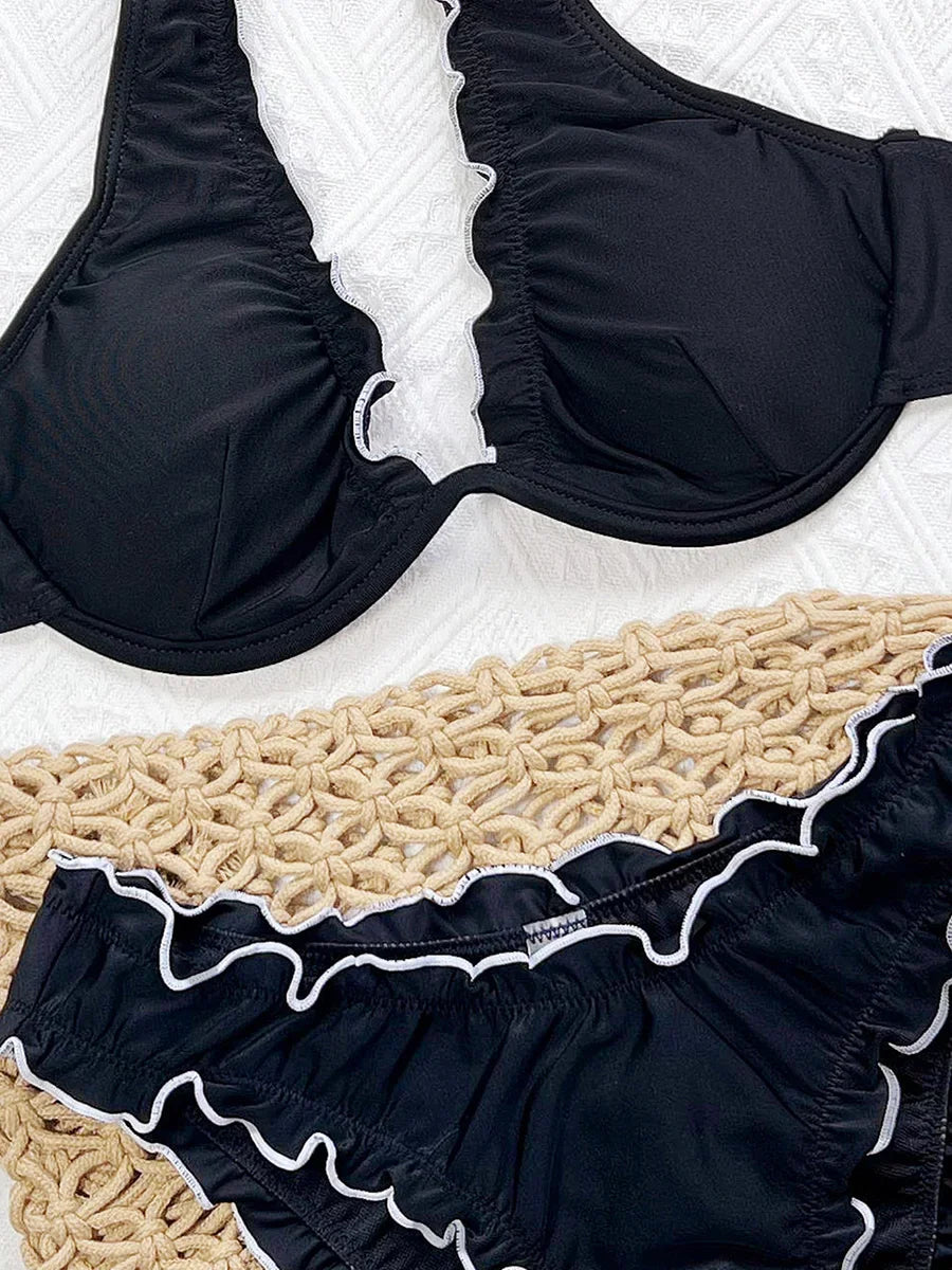 Ruffled Frilled Halter Underwired Bikini