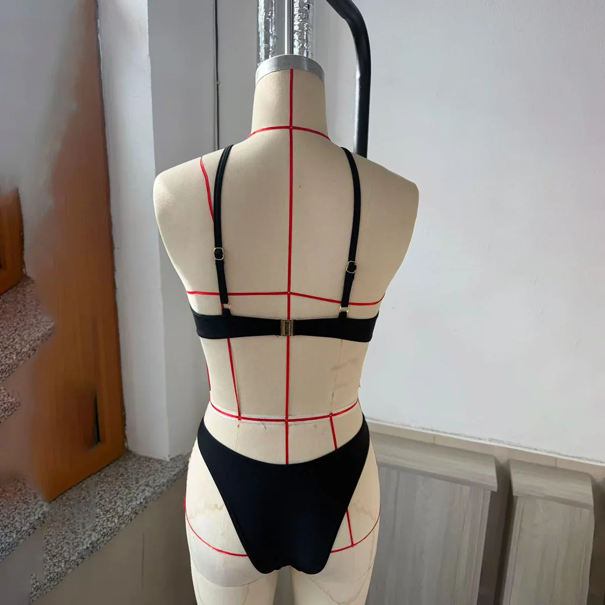 Black Hollow 3-Pieces Bikini Set