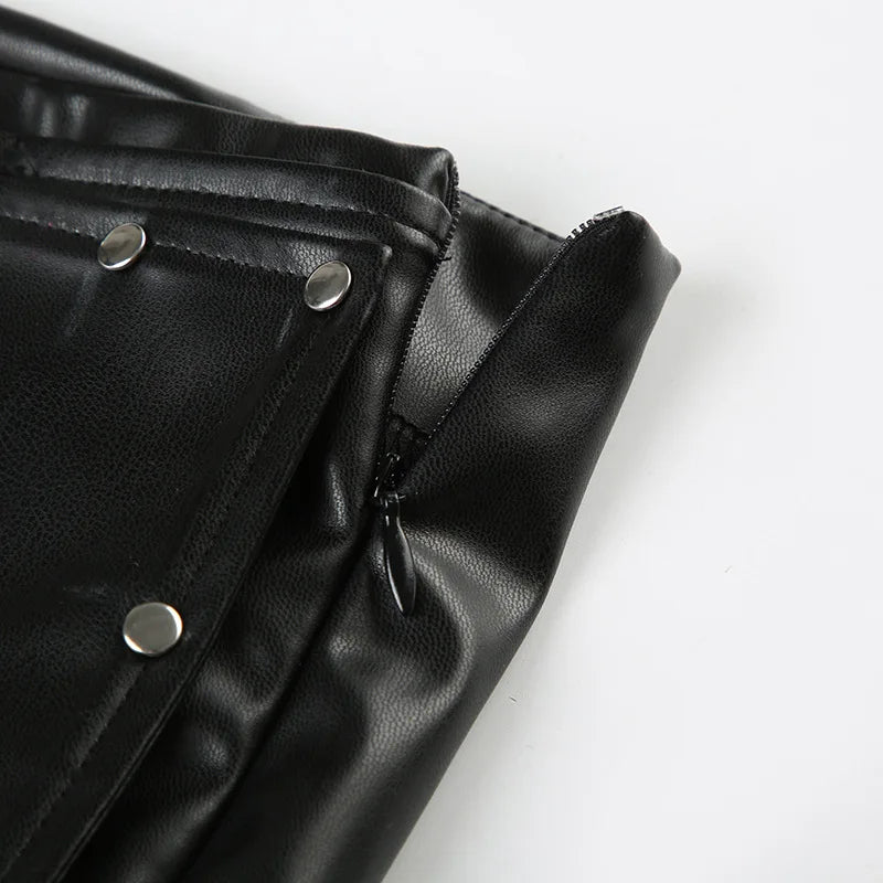 Sexy Rivet Buckle Belt Leather Shorts