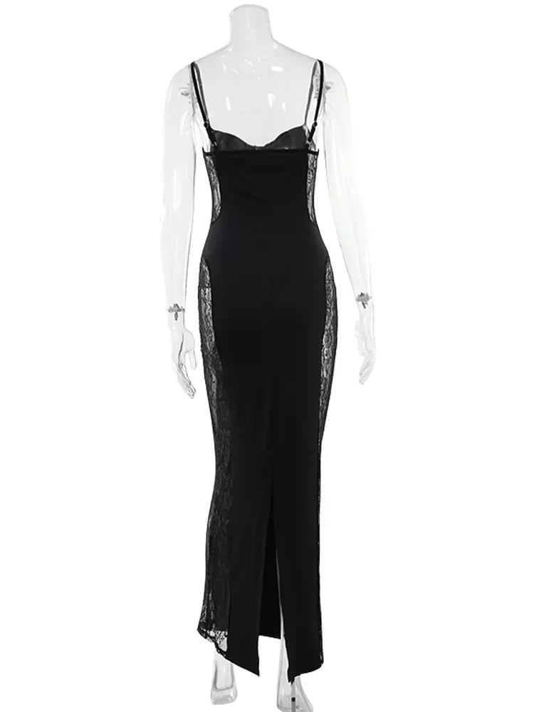 Elegant Lace Patchwork Maxi Dress