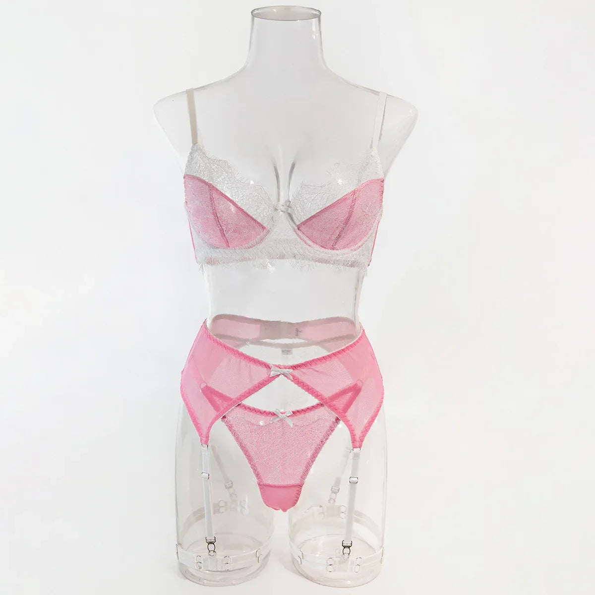 Pink Sexy Lace Bowknot Lingerie