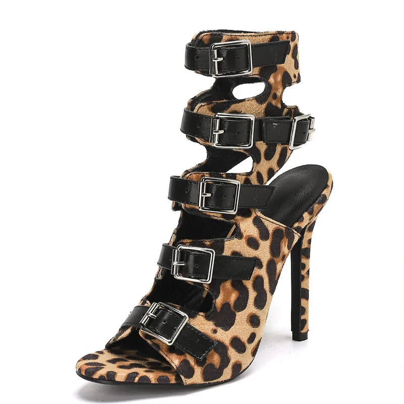 Multi-Buckle Gladiator Heel Sandals