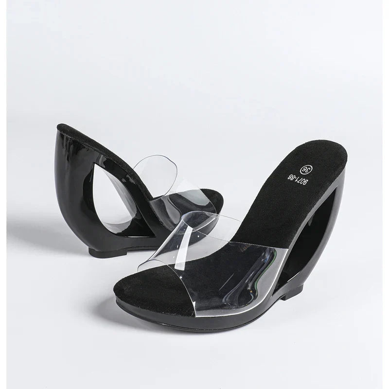 Transparent Open Toe Hollow Heels Sandals