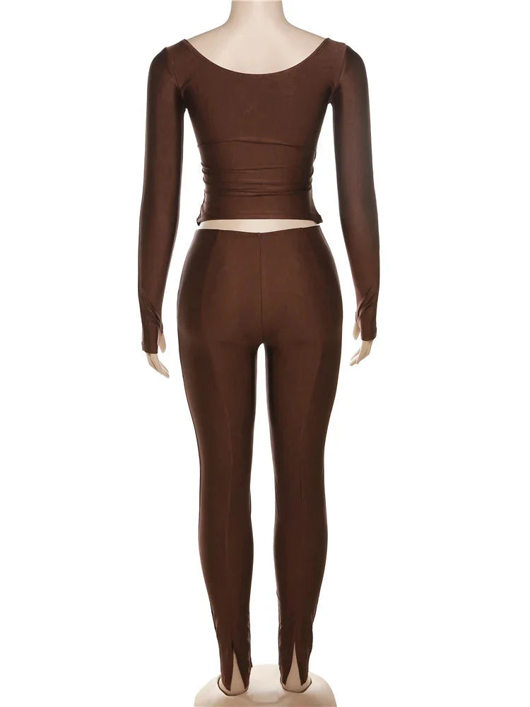 Skinny Fit Cross-Front Pants Set
