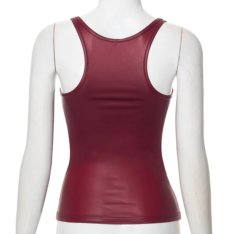 Square Collar Solid Tank Top