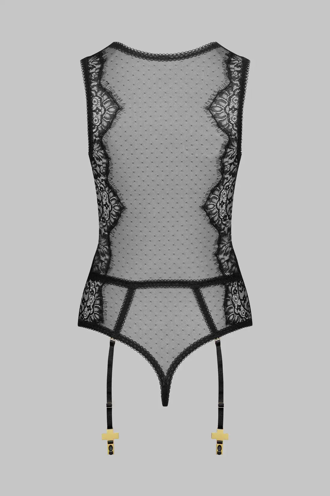 V-Neck Black Lace Sheer Teddies