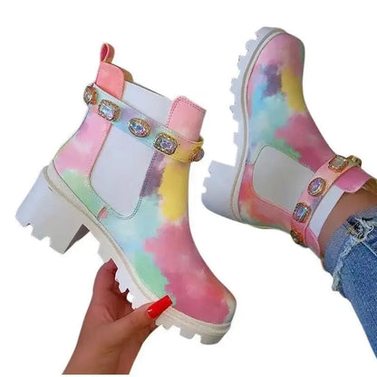 Neon Skyline Nights Ankle Boots