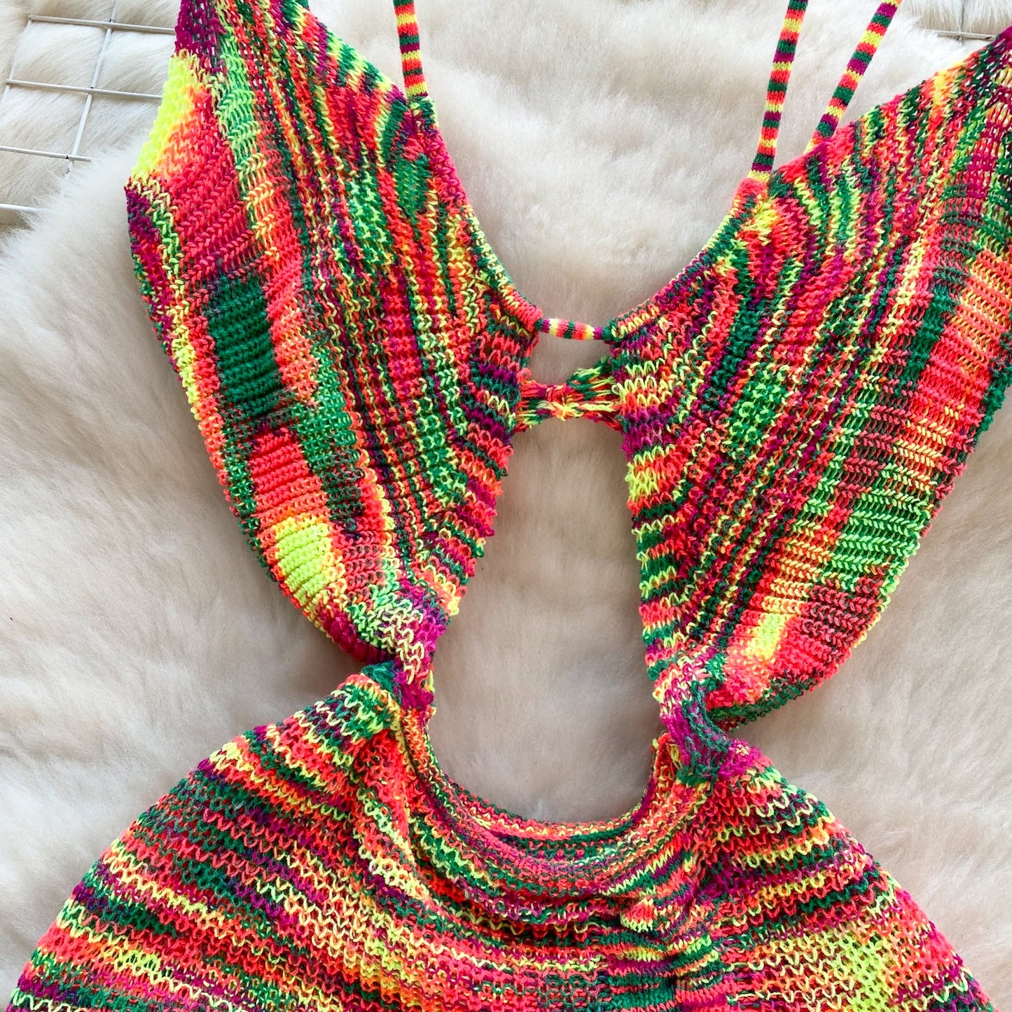 Paper Rainbow Cut Mini Dress