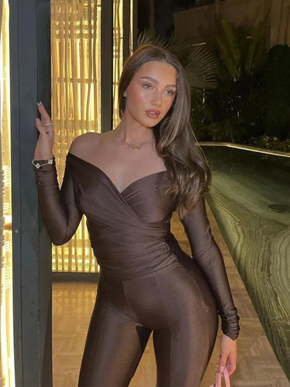 Skinny Fit Cross-Front Pants Set