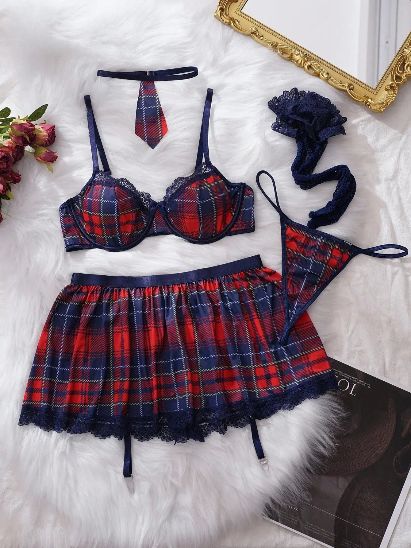 Plaid Pattern Student Roleplay Lingerie