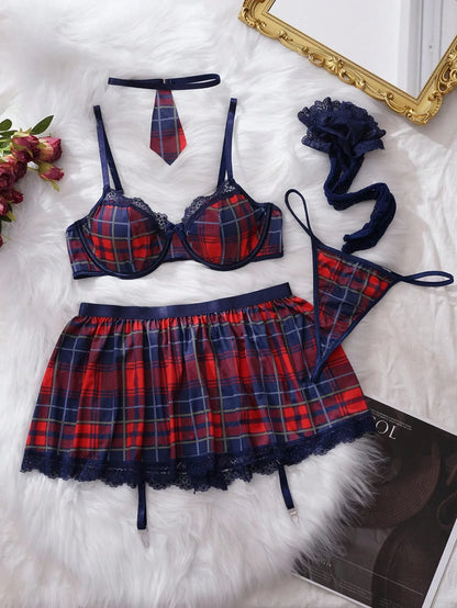 Plaid Pattern Student Roleplay Lingerie