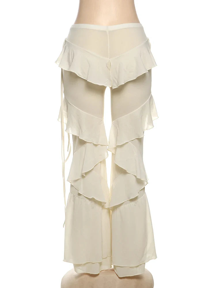 Irregular Ruffles High Waist Pants