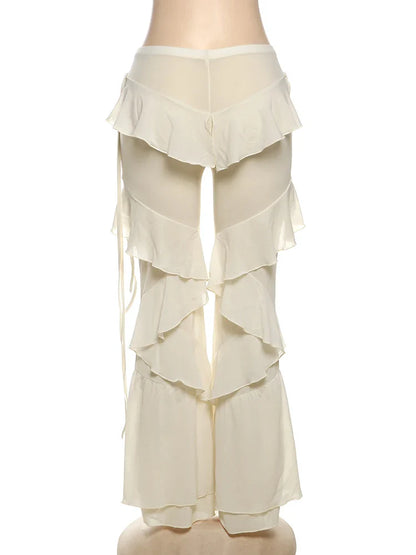 Irregular Ruffles High Waist Pants