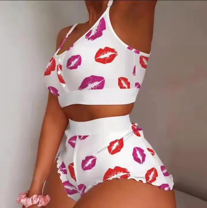 Printed Pattern Spaghetti Straps Pajamas