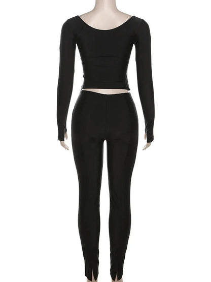 Skinny Fit Cross-Front Pants Set