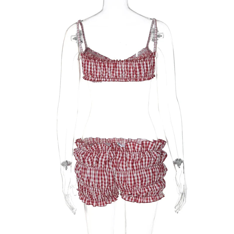 Ruched Stripe Beachwear Two-Piece