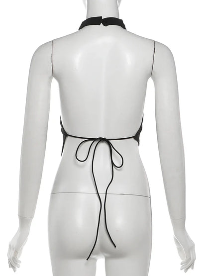 Backless Halter Crop Tank Top