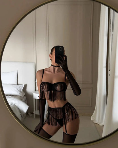 Black Tassel with Garter Lingerie