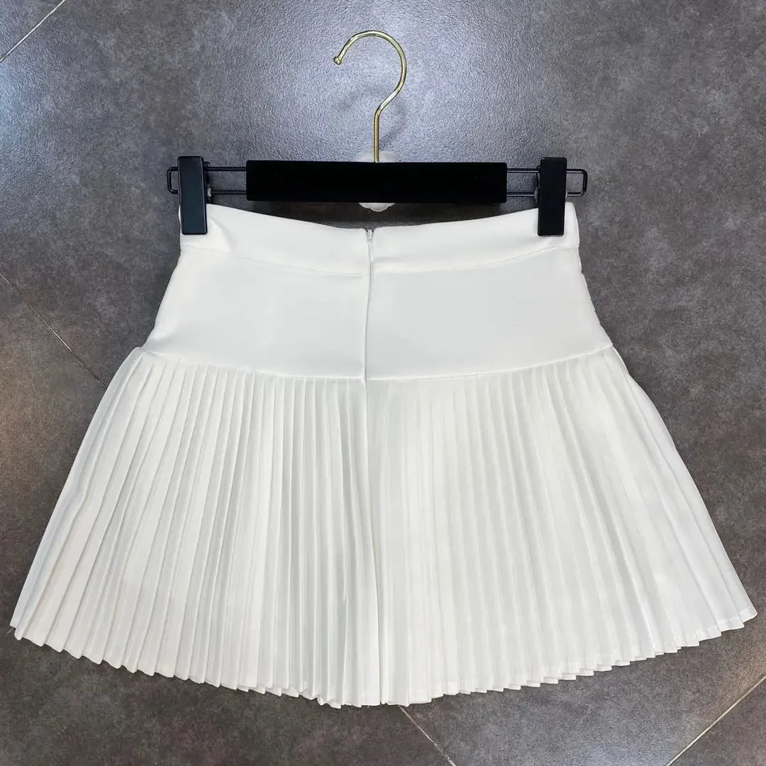 Flowy Pleated Ruffle Mini Skirt