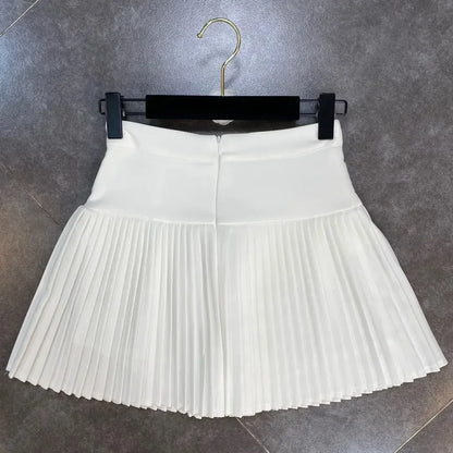 Flowy Pleated Ruffle Mini Skirt