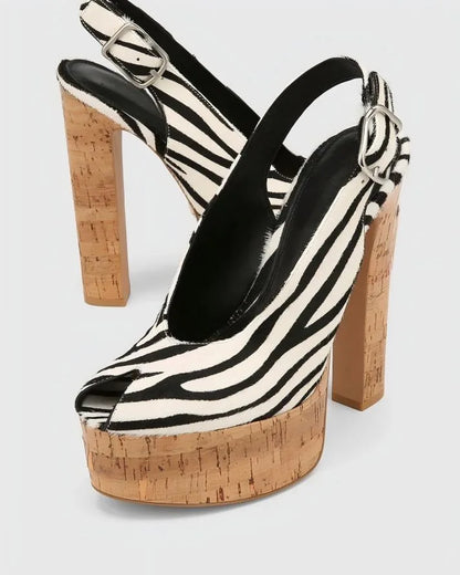 Transparent Upper Square Heels Sandals