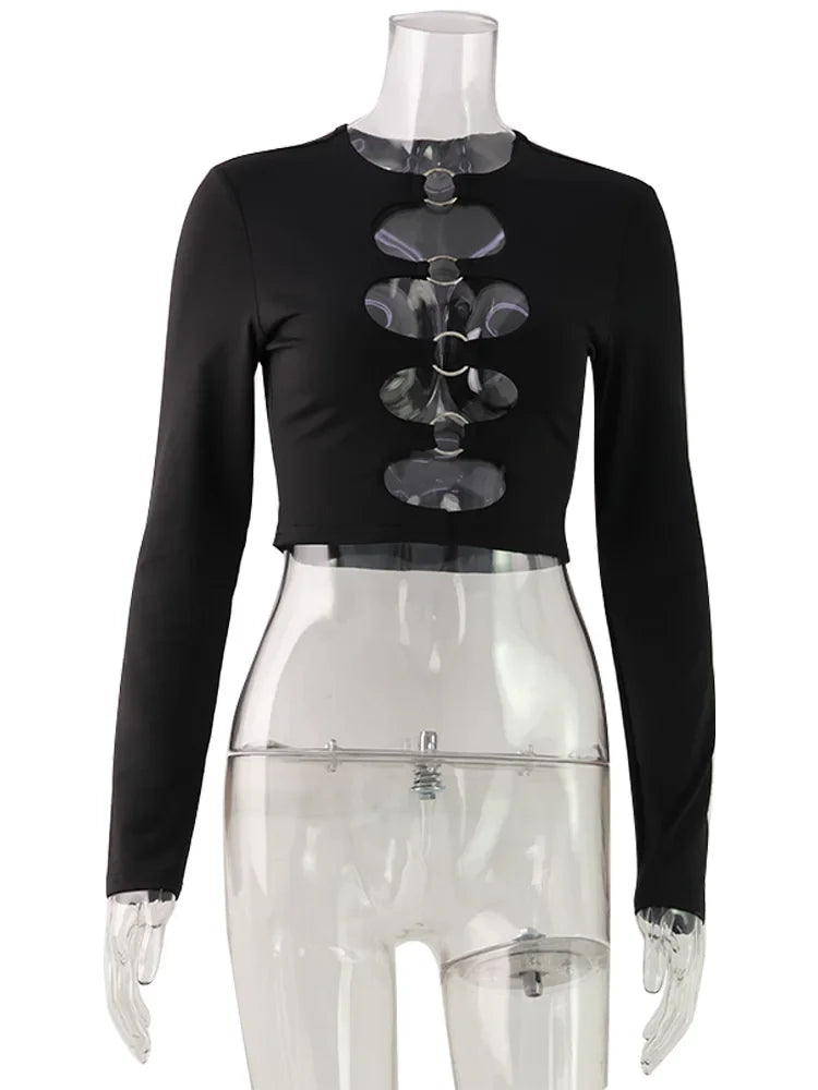 Hollow Out Ring Skinny Crop Top