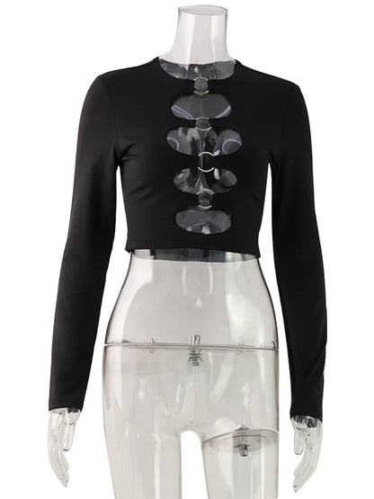 Hollow Out Ring Skinny Crop Top