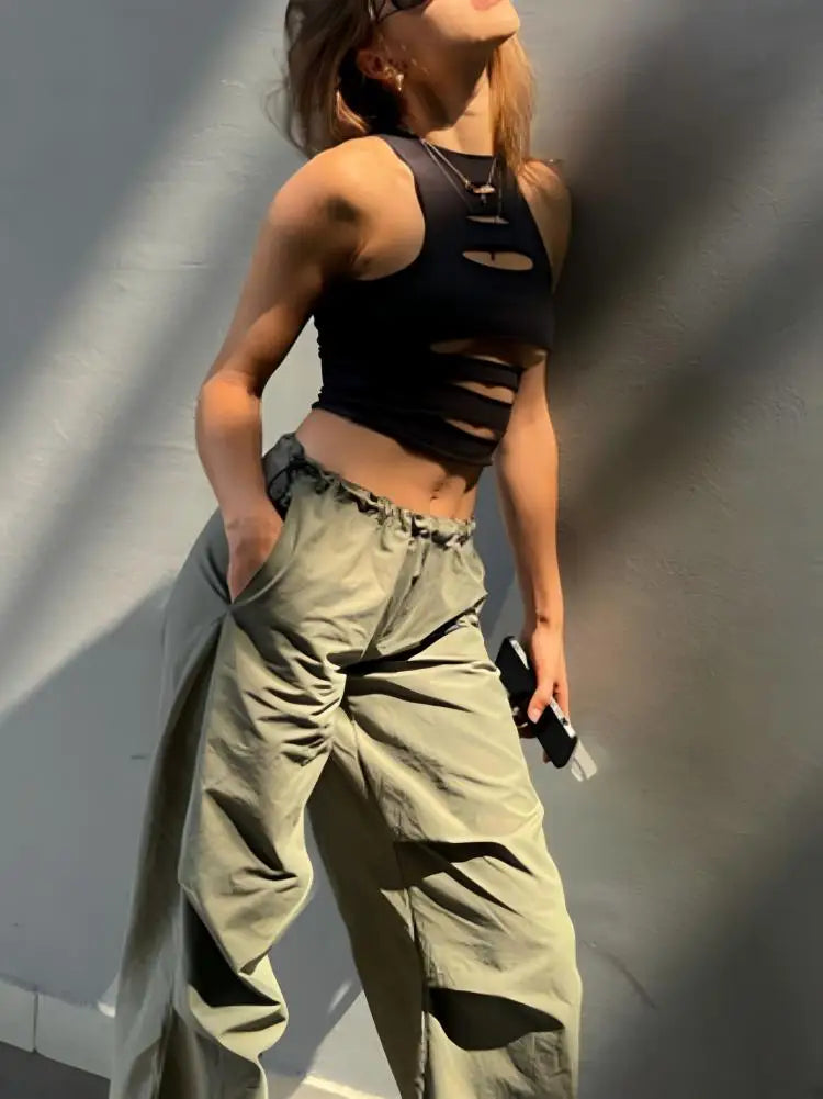 Cut Out Tight-Fitting Sexy Crop Top