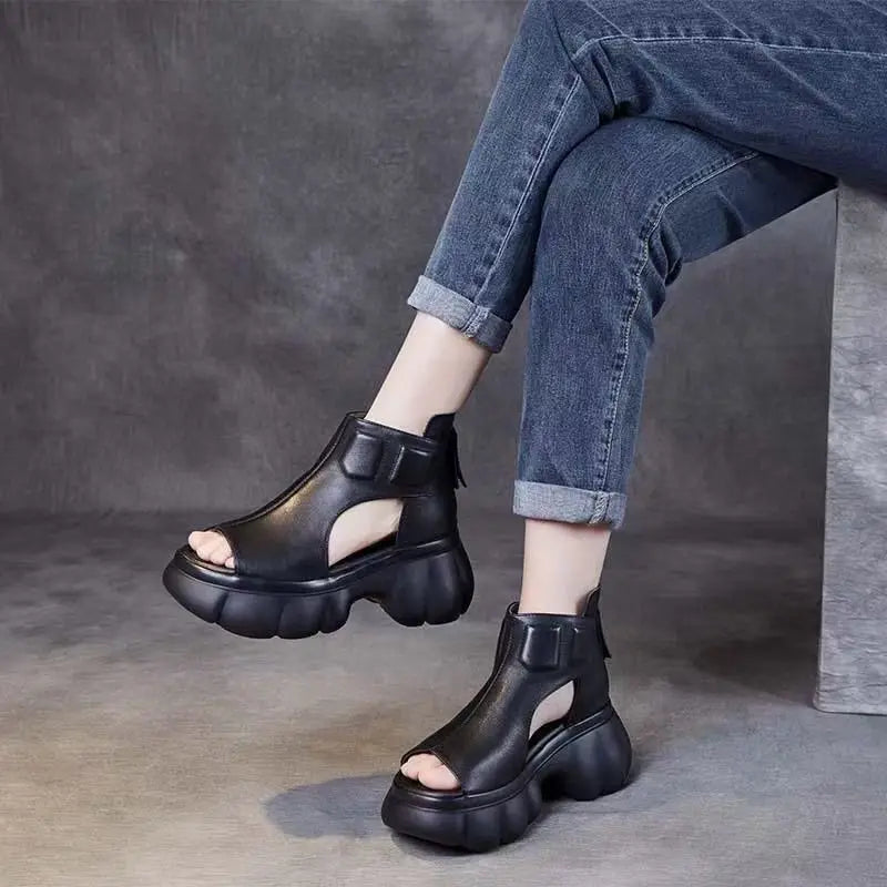High Top Peep Toe Wedges Sandals