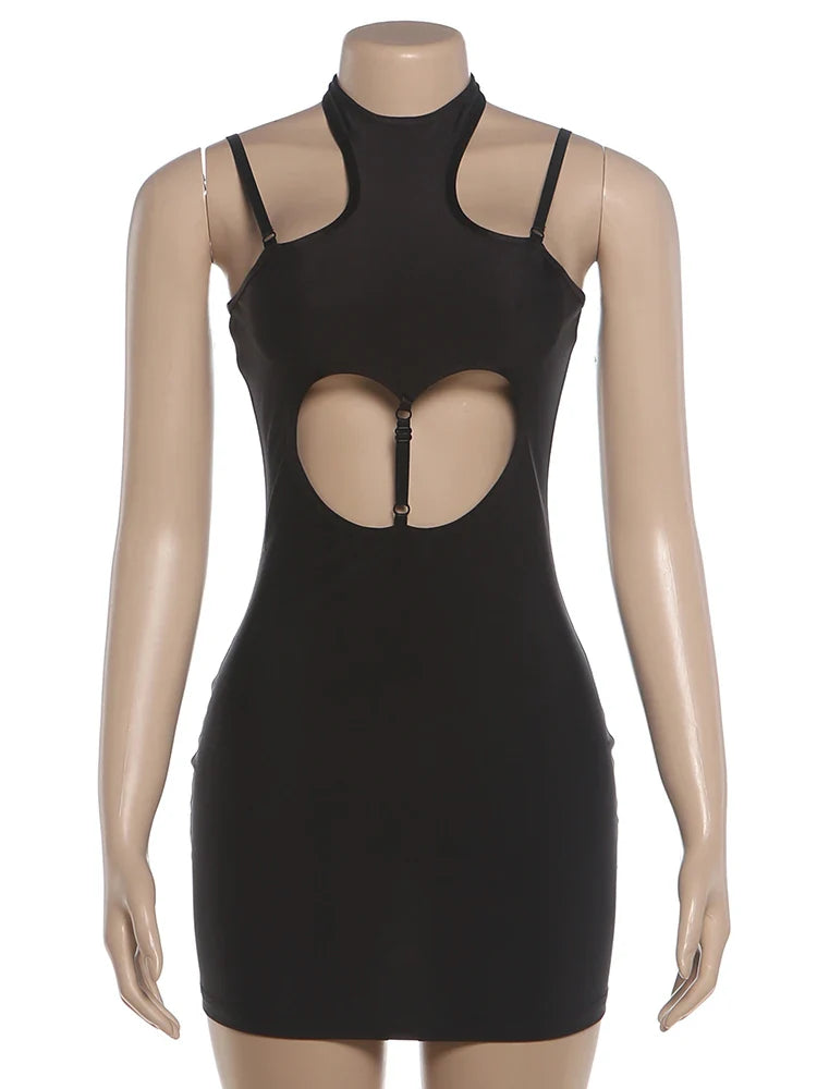 Fitted Halter Open-Back Mini Dress