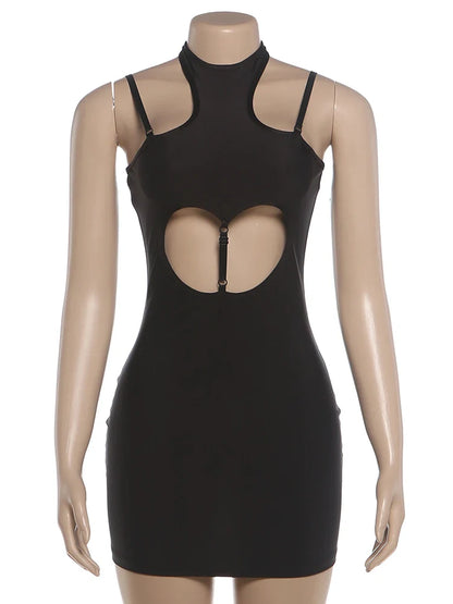 Fitted Halter Open-Back Mini Dress