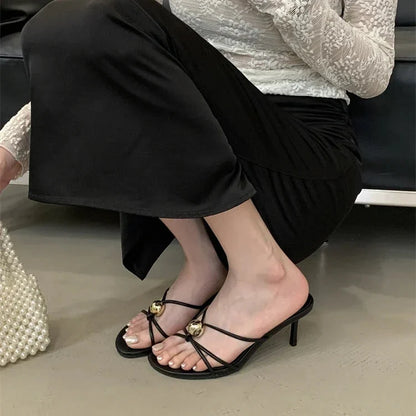 Metal Decoration Thin Heels Sandals