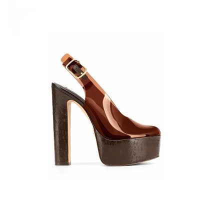 Transparent Upper Square Heels Sandals