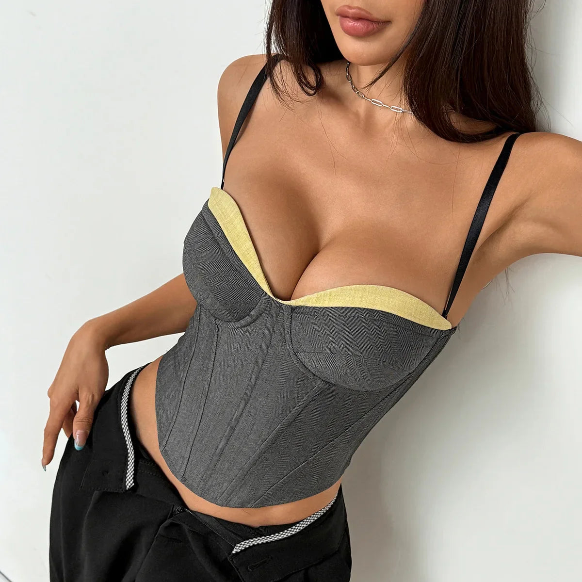 Fashion Retro Splicing Bustier