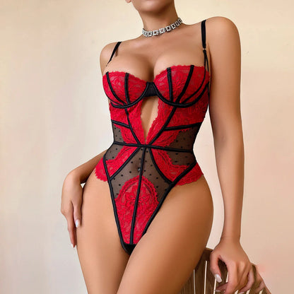 Red Lace Sheer Sexy Teddies