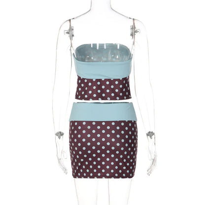 Polka Dot Strapless Skirt Set