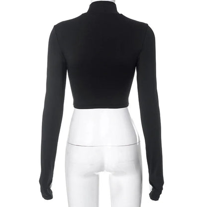 Hollow Out Long Sleeve Crop Top