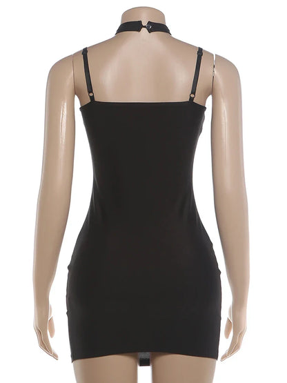 Fitted Halter Open-Back Mini Dress