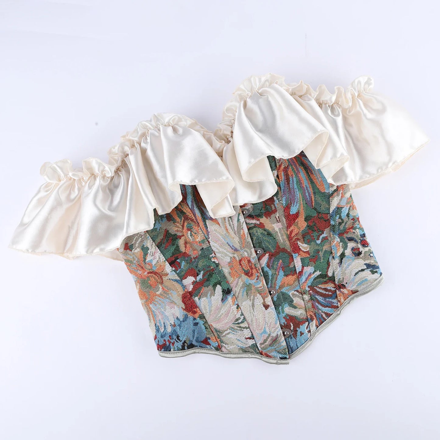 Vintage Jacquard Ruffles Bustier