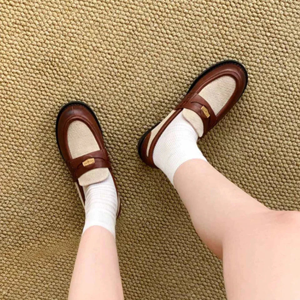 Vintage Brown Leather Slip-On Loafers
