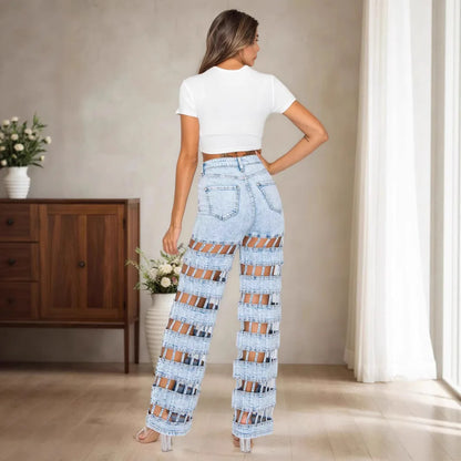 Distressed Hollow Out Straight Jeans