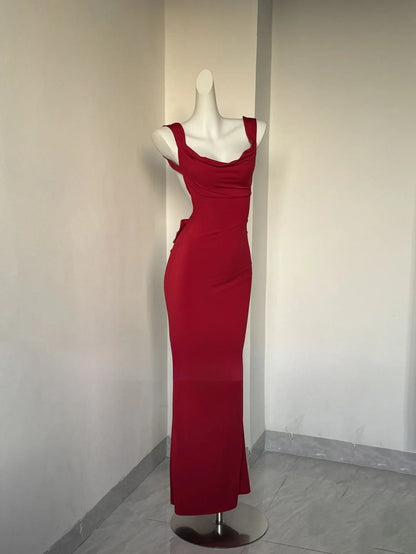 Backless Bow Decor Maxi Dress