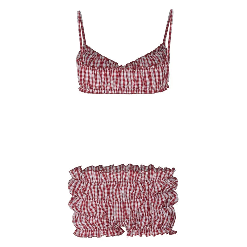 Ruched Stripe Beachwear Two-Piece
