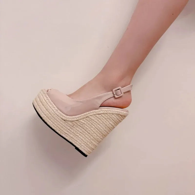 Crushing Curve Wedges Slingback Shoes
