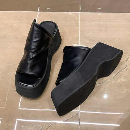 Chunky Platform Slip-On Wedges Sandals