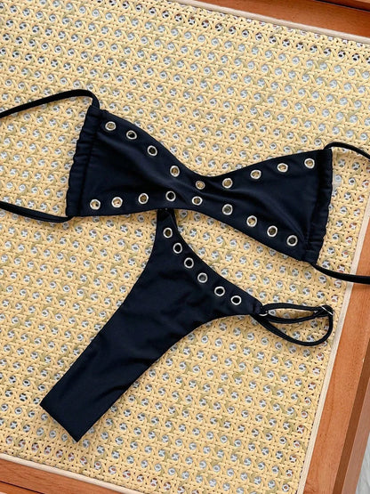 Metal Rings Mini Thong Bikini