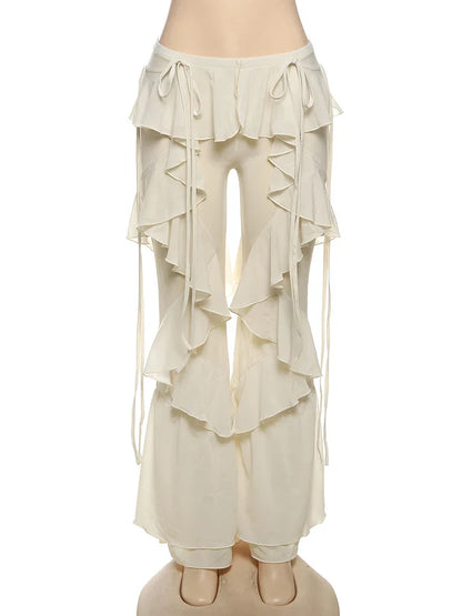 Irregular Ruffles High Waist Pants