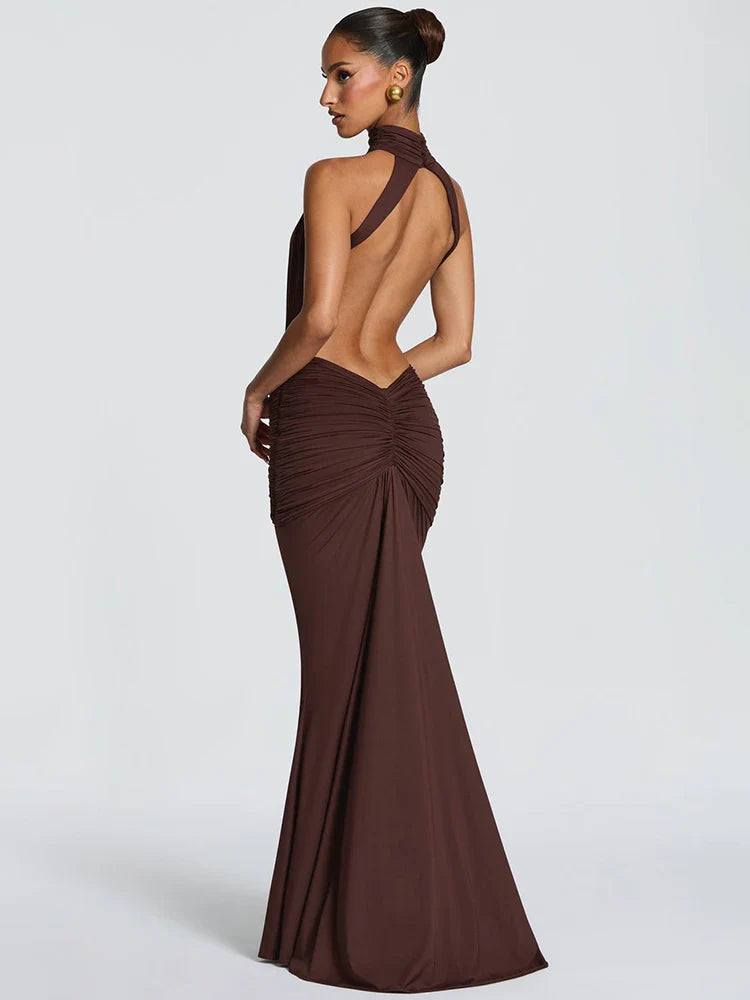 Backless Elegant Off-Shoulder Long Dress