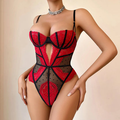 Red Lace Sheer Sexy Teddies